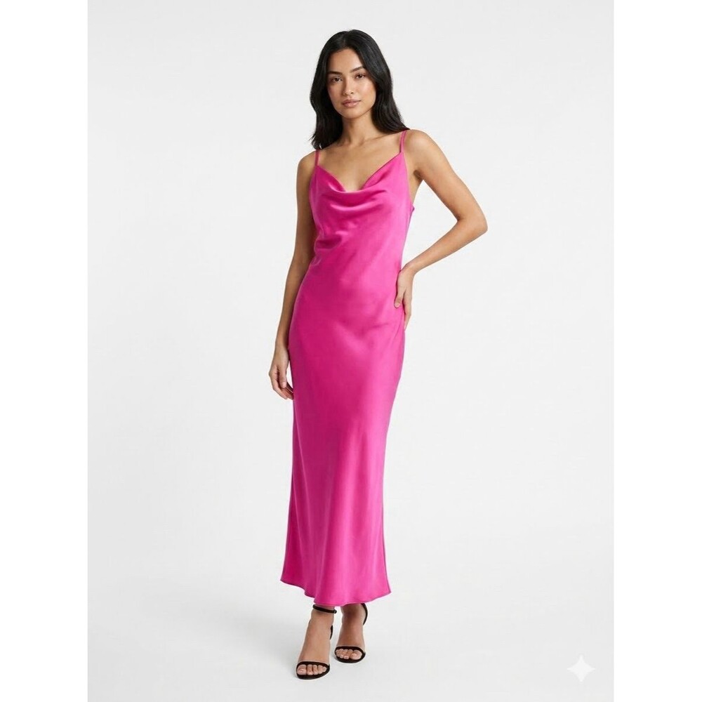 Q2 Women’s Hot pink spaghetti strap pencil dress Size Small